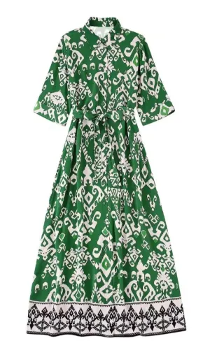 Green Print Dress Aria Brand