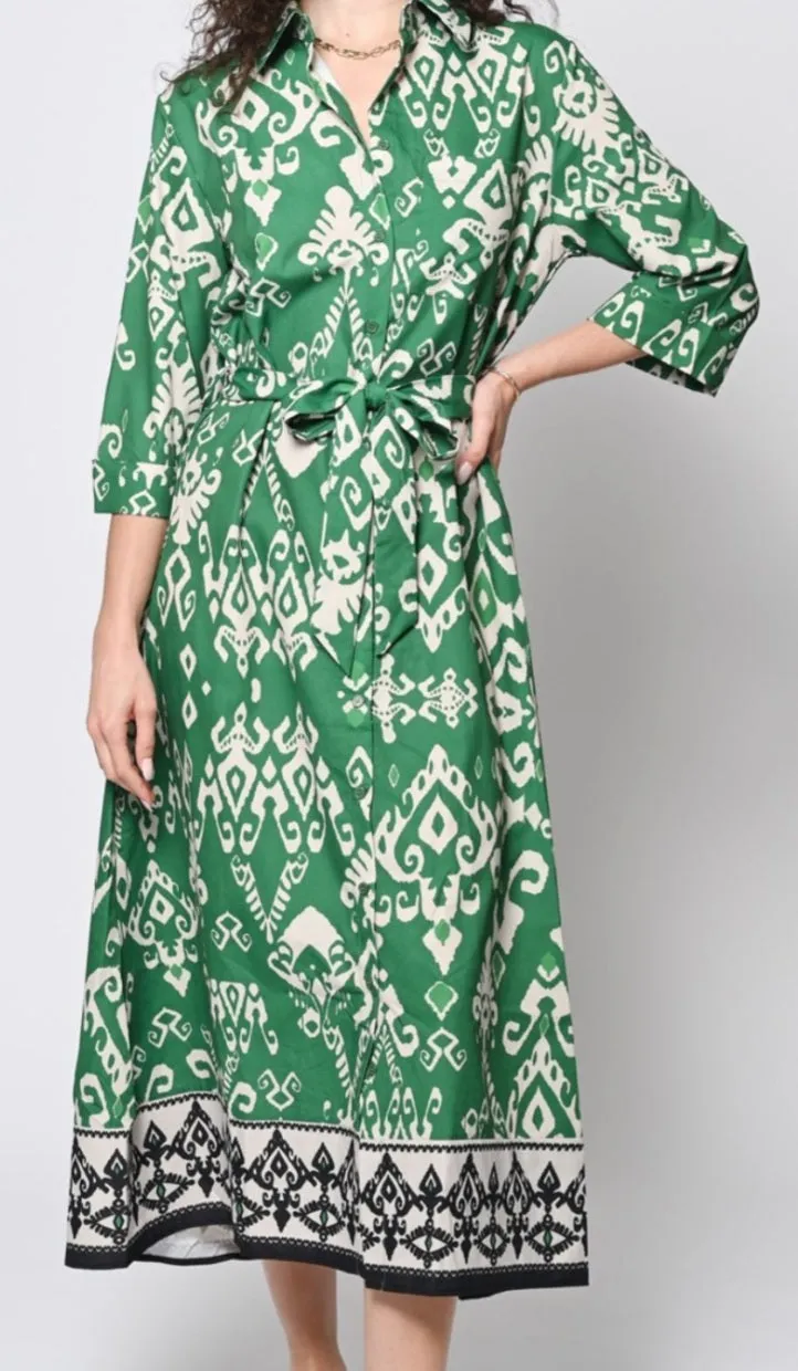 Green Print Dress Aria Brand