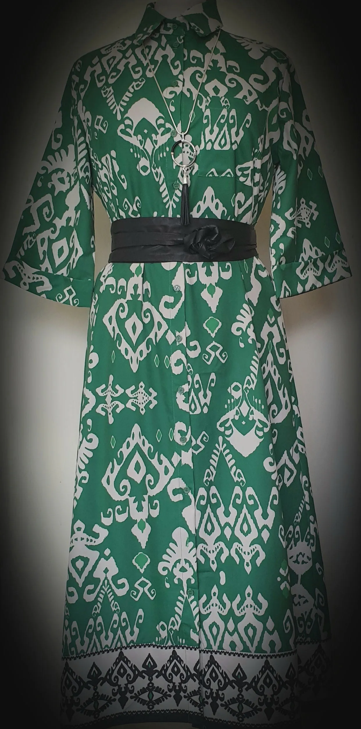 Green Print Dress Aria Brand