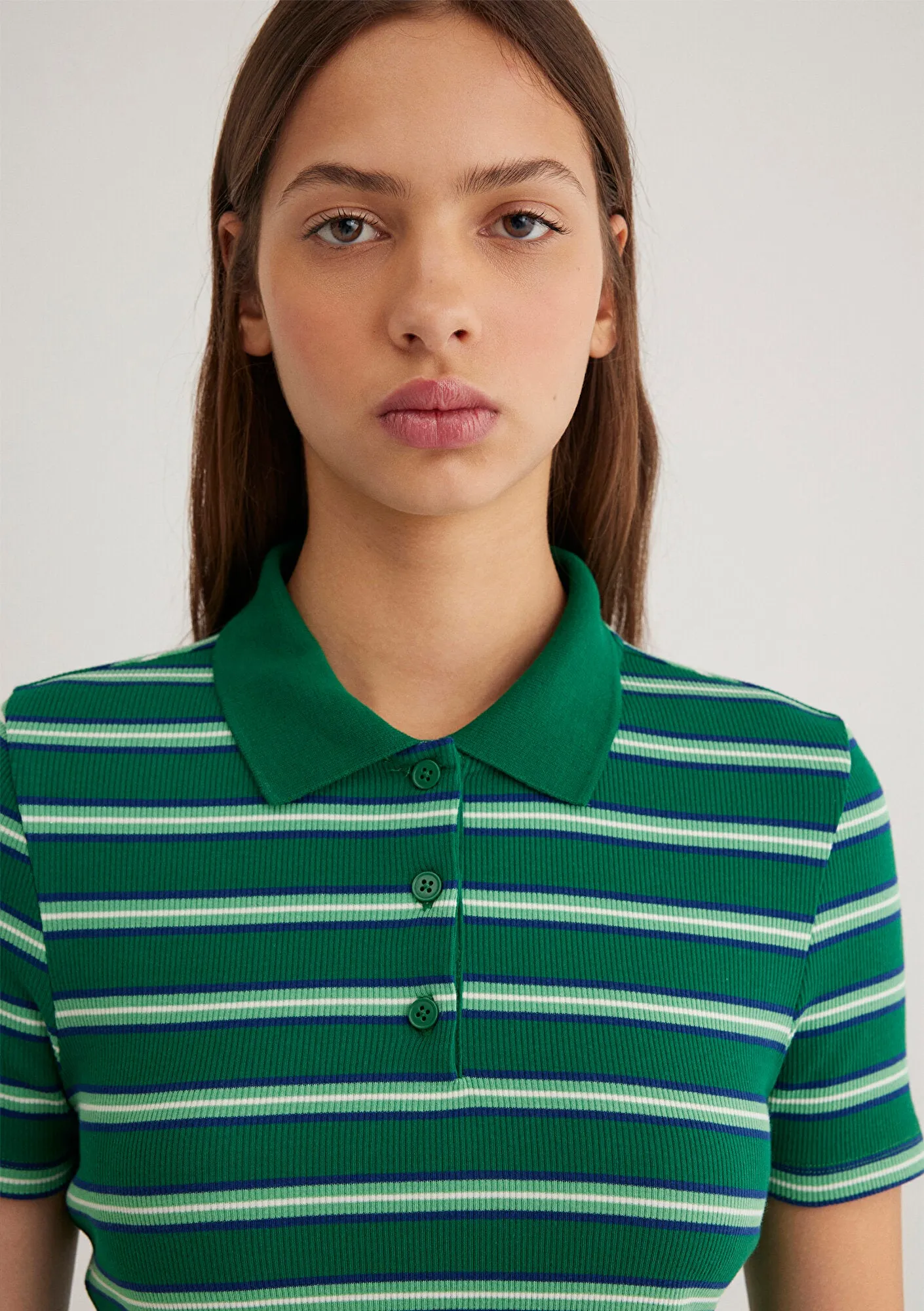 Green Striped Polo T-Shirt