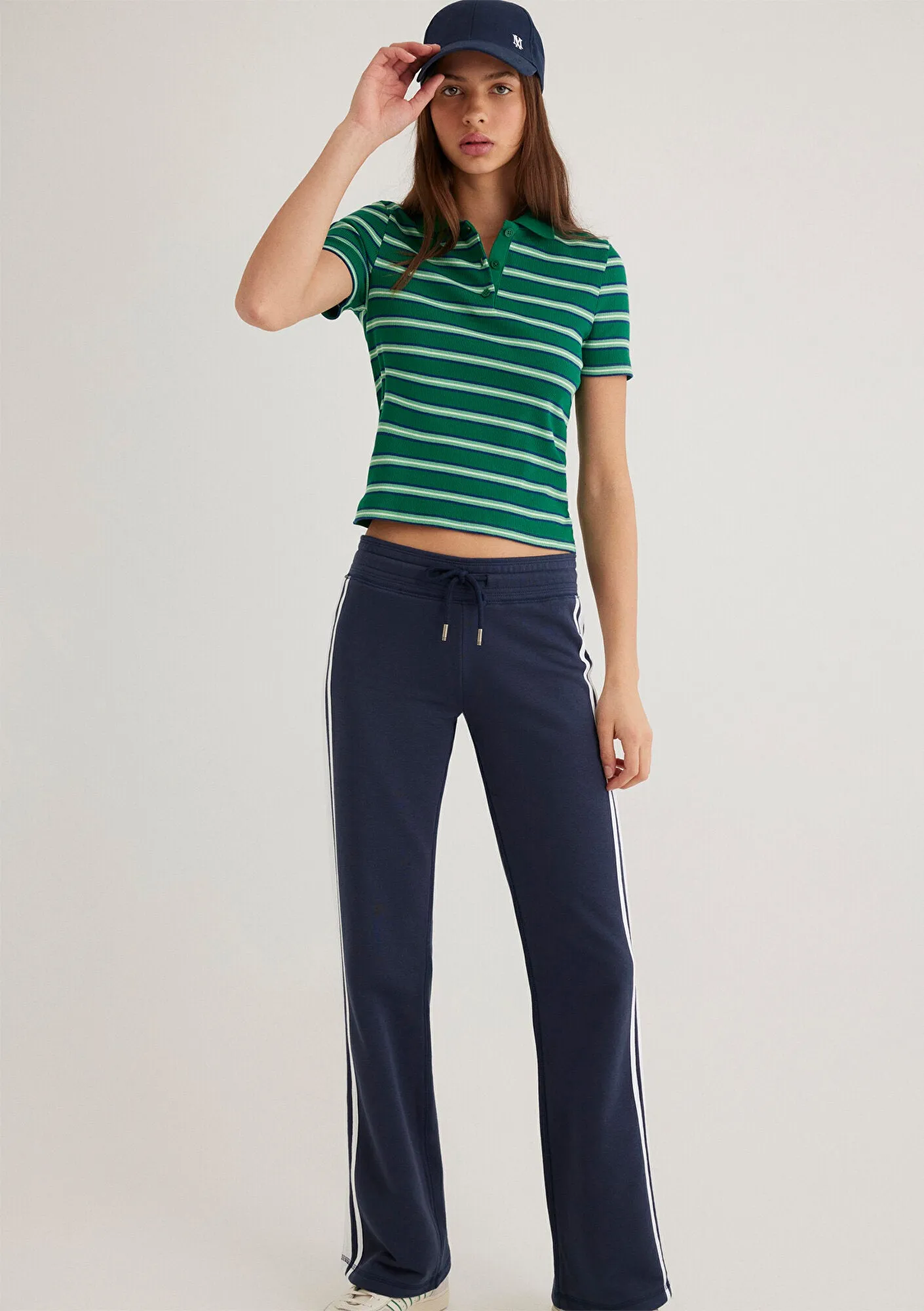 Green Striped Polo T-Shirt