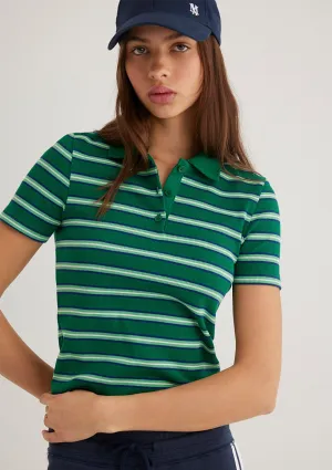 Green Striped Polo T-Shirt