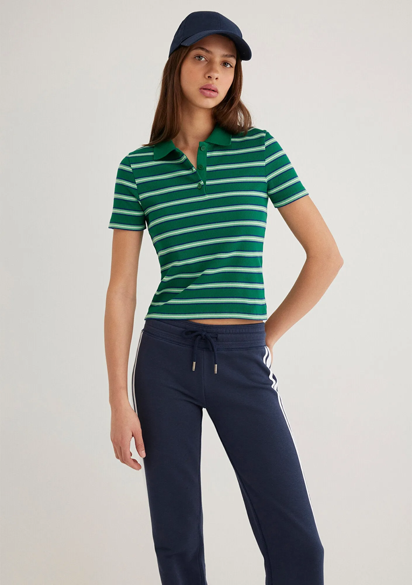 Green Striped Polo T-Shirt