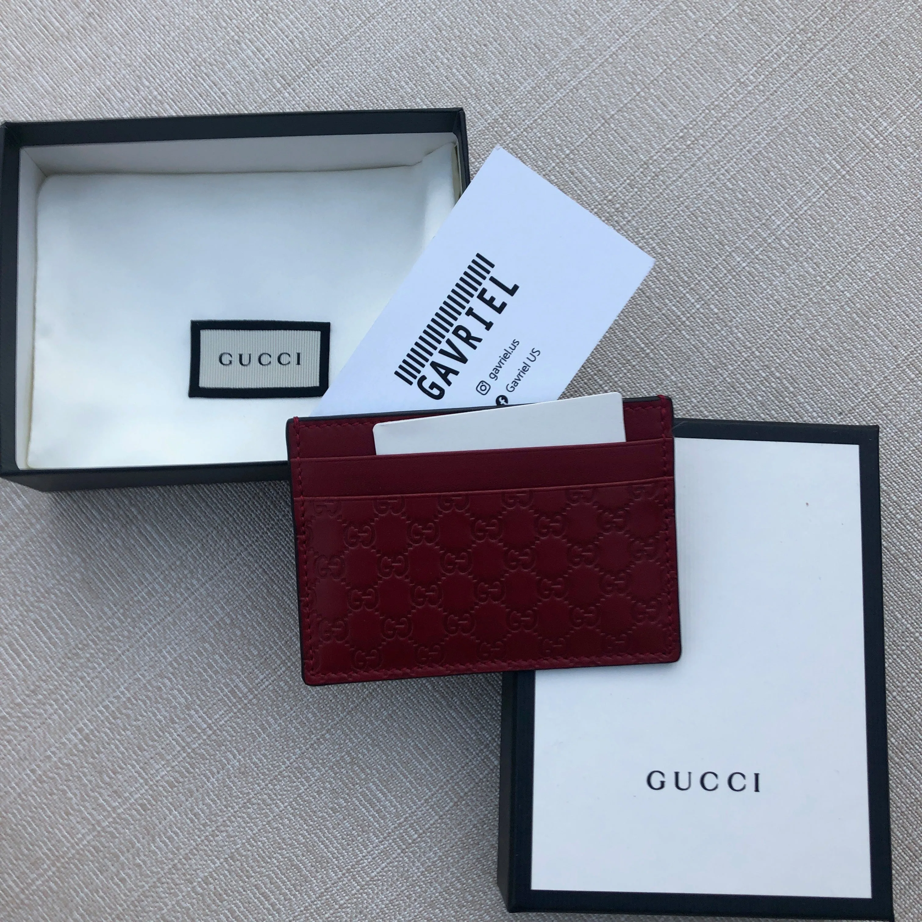 Gucci GG Microguccissima Cardholder Card Case in Red