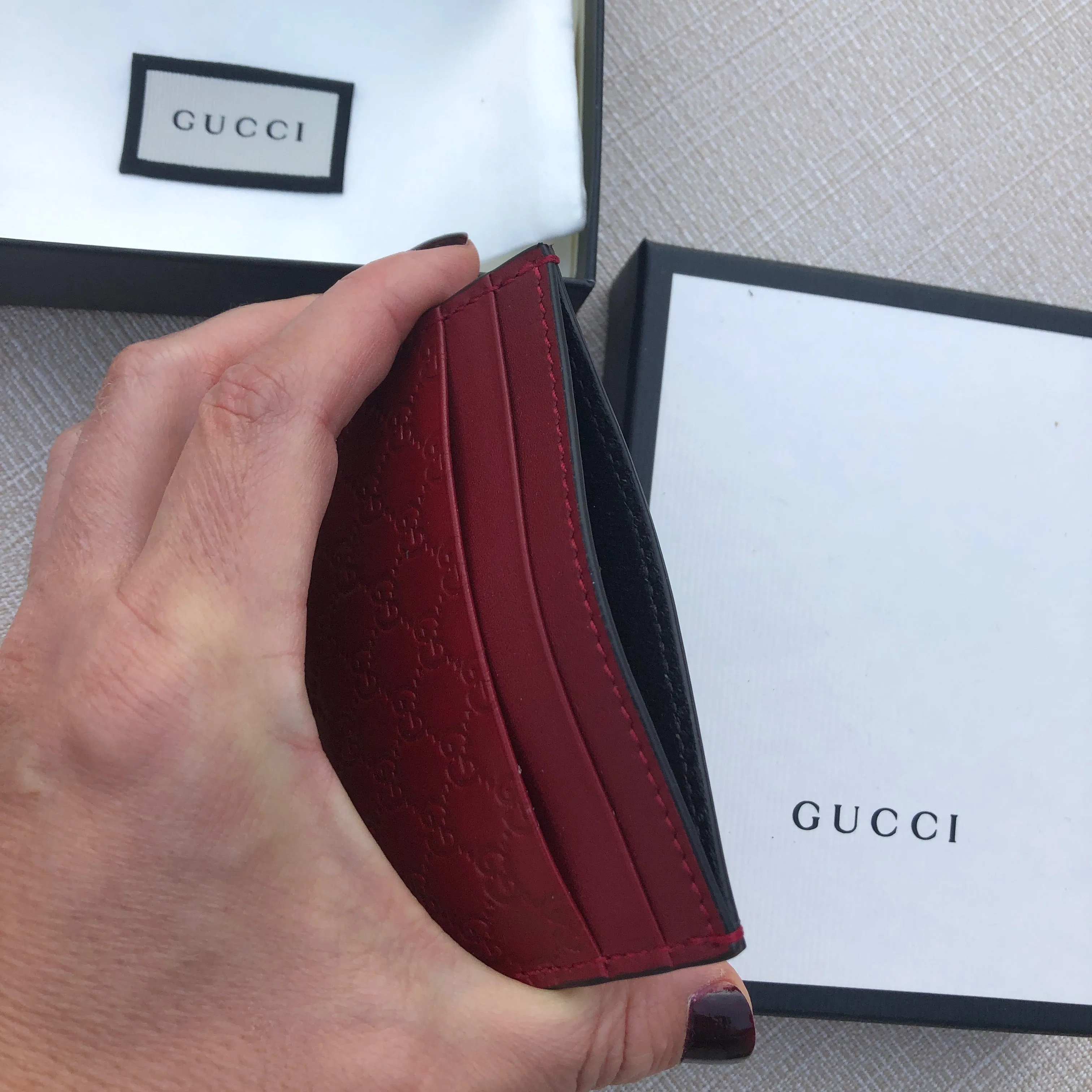 Gucci GG Microguccissima Cardholder Card Case in Red