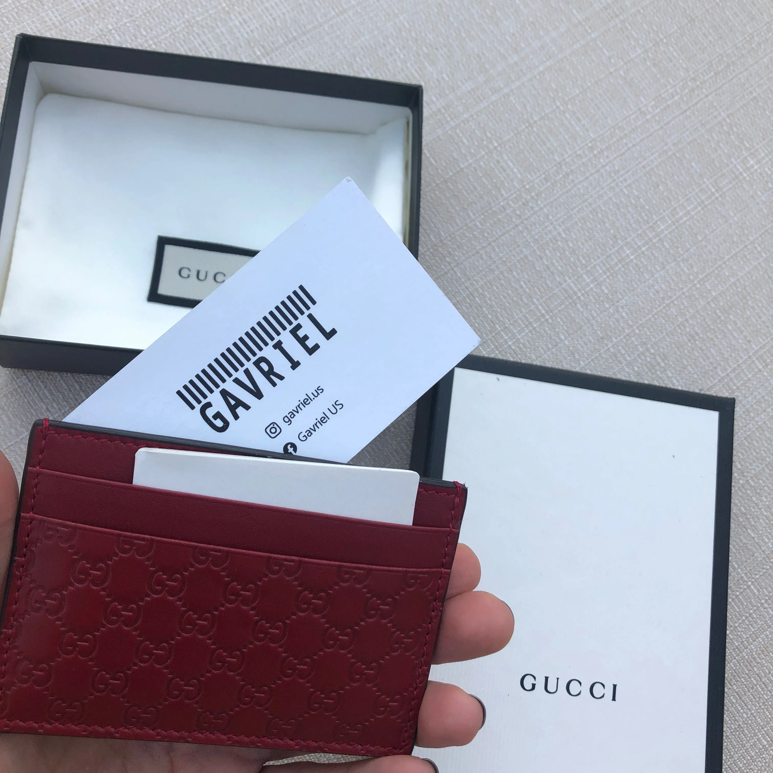 Gucci GG Microguccissima Cardholder Card Case in Red