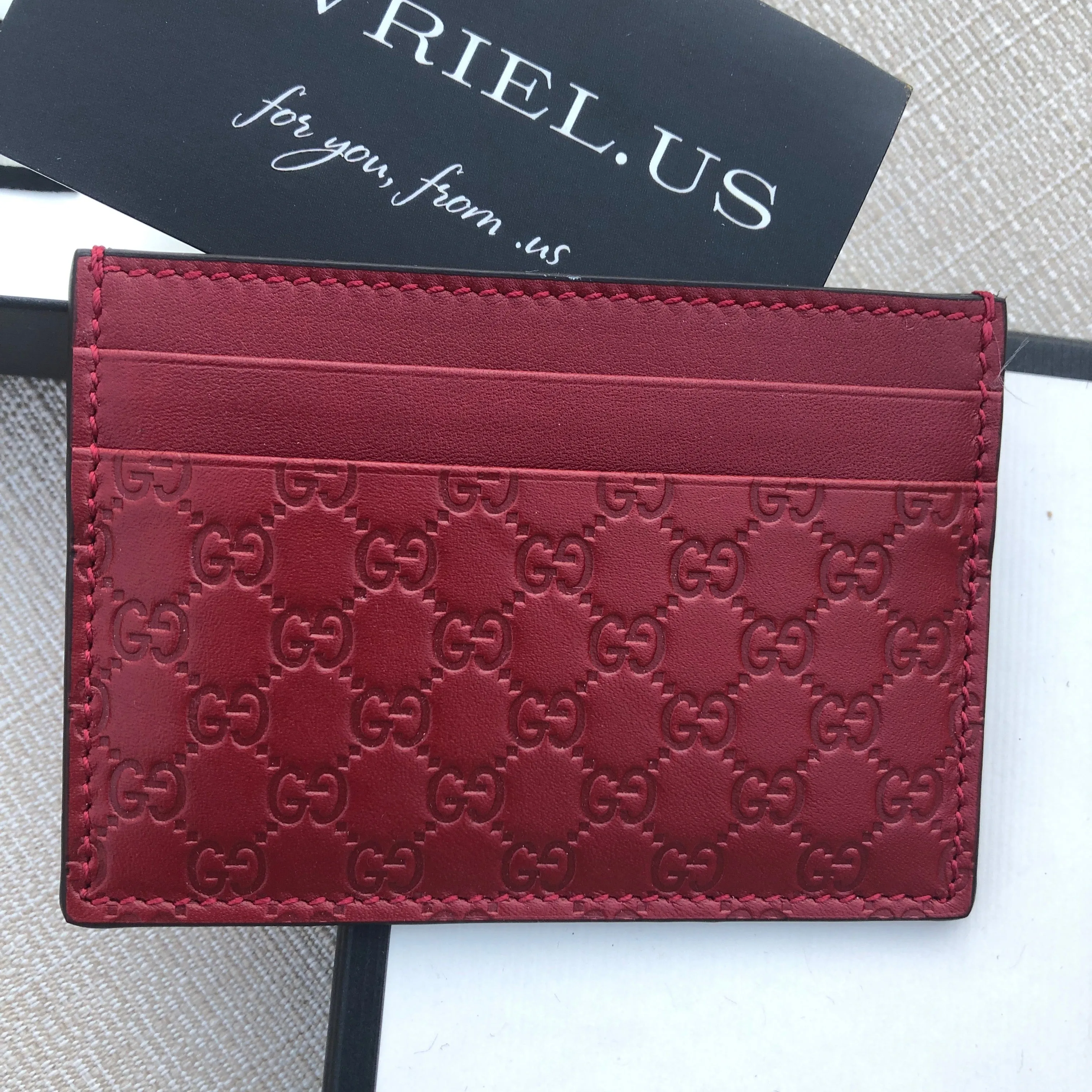 Gucci GG Microguccissima Cardholder Card Case in Red