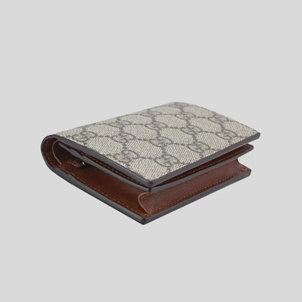 GUCCI GG Supreme Interlocking Women's Bifold Wallet Beige/Brown RB-779810