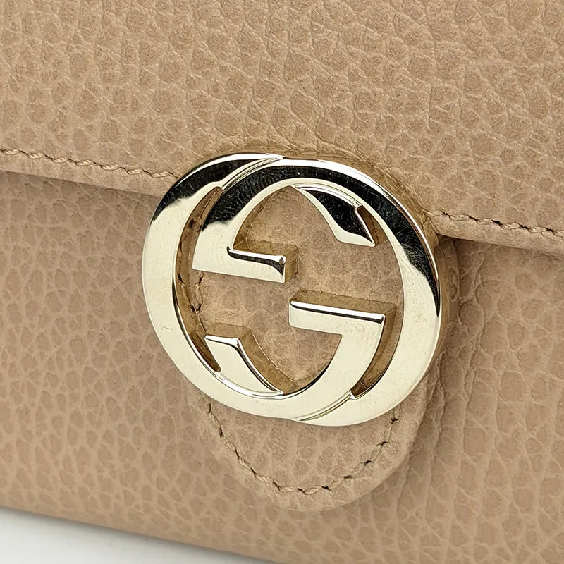 GUCCI Interlock GG Bifold Leather Wallet Beige RS-615525