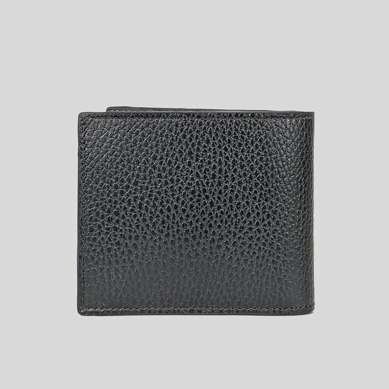 GUCCI Men's Leather Bifold Coin Wallet With Interlock GG Logo Black RB-610466