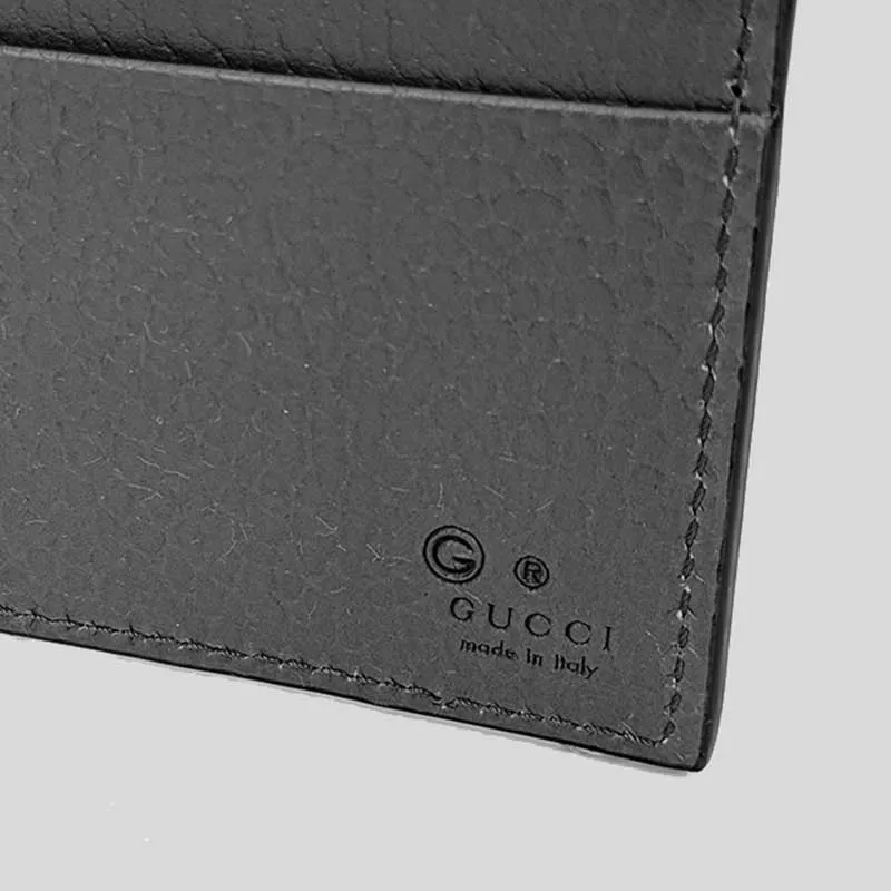 GUCCI Men's Leather Bifold Wallet With Interlock GG Logo Black RB-610464