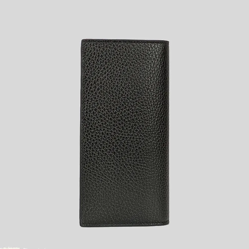 GUCCI Men's Leather Long Bifold Wallet With Interlock GG Logo Black/Blue RS-610467