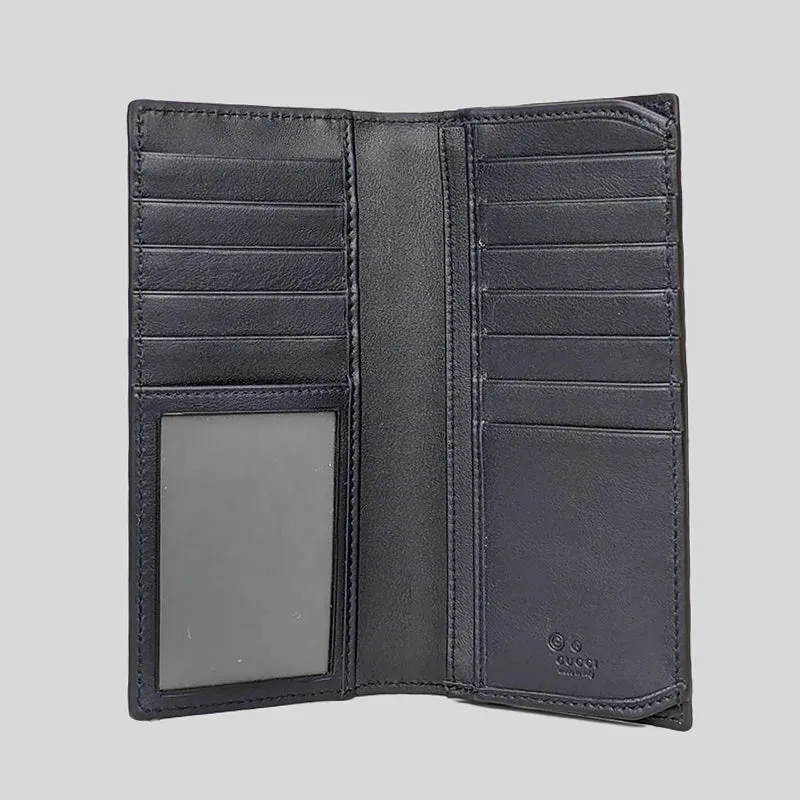 GUCCI Men's Microguccissima GG Logo Leather Slim Long Bifold Wallet With ID Slot Blue RS-449245