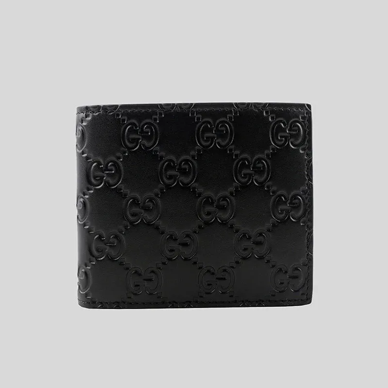 GUCCI Men's Signature GG Leather Bifold Wallet Black RB-779836