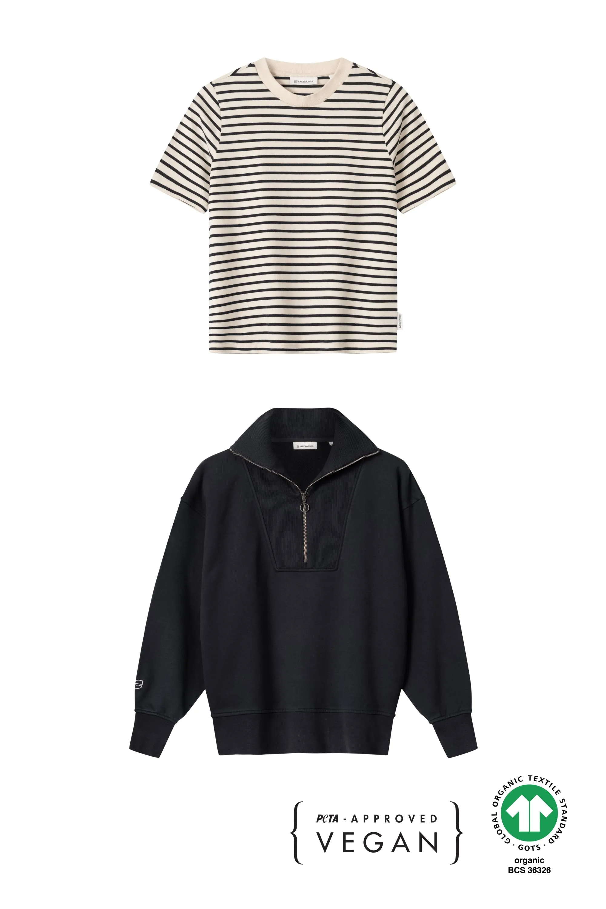 Half-Zip Sweater Brit Dunkelblau   T-Shirt Jonna Navy-Striped