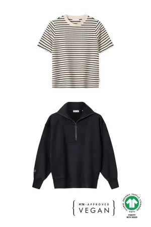 Half-Zip Sweater Brit Dunkelblau   T-Shirt Jonna Navy-Striped