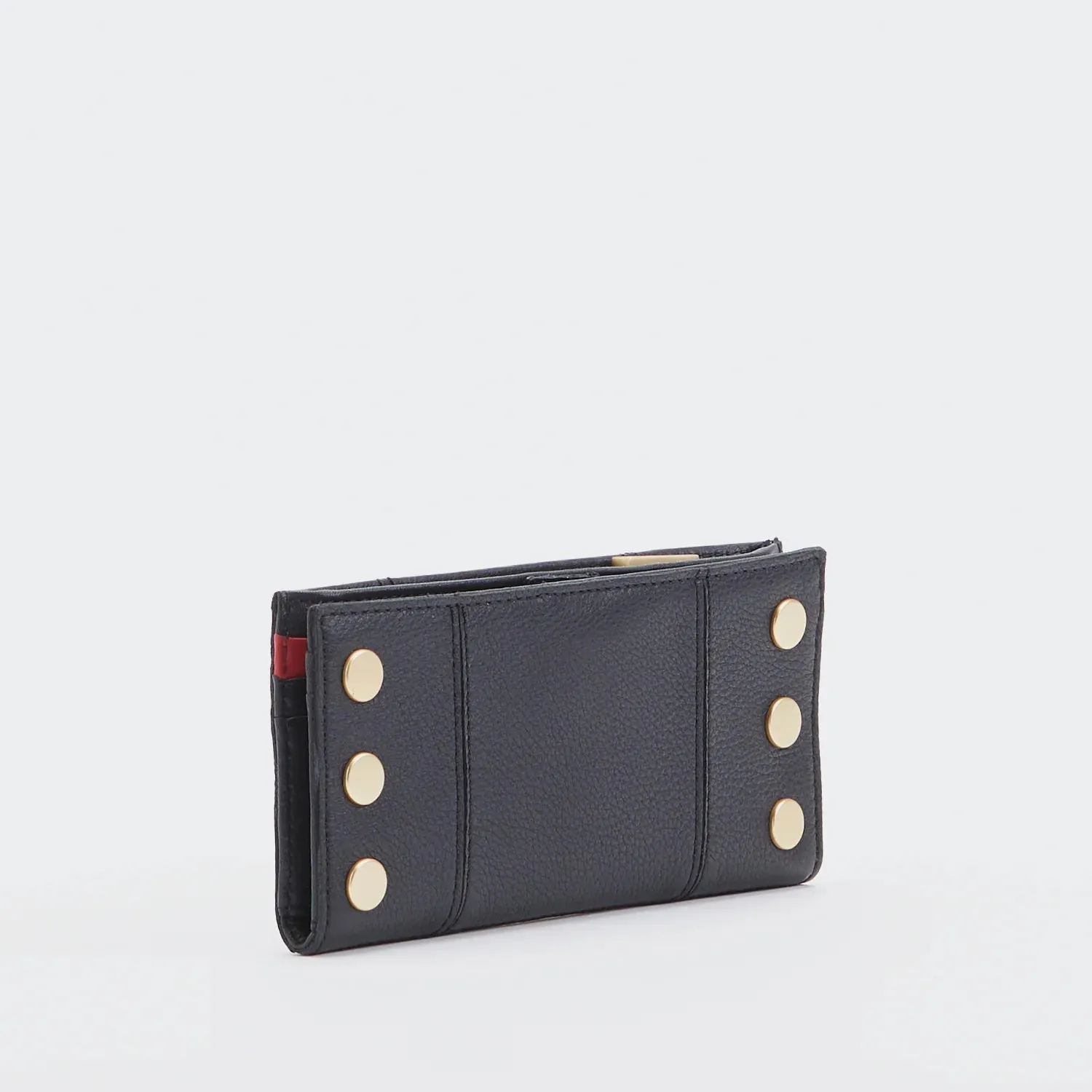 Hammitt 110 North Black Brushed Gold Leather Bifold Wallet