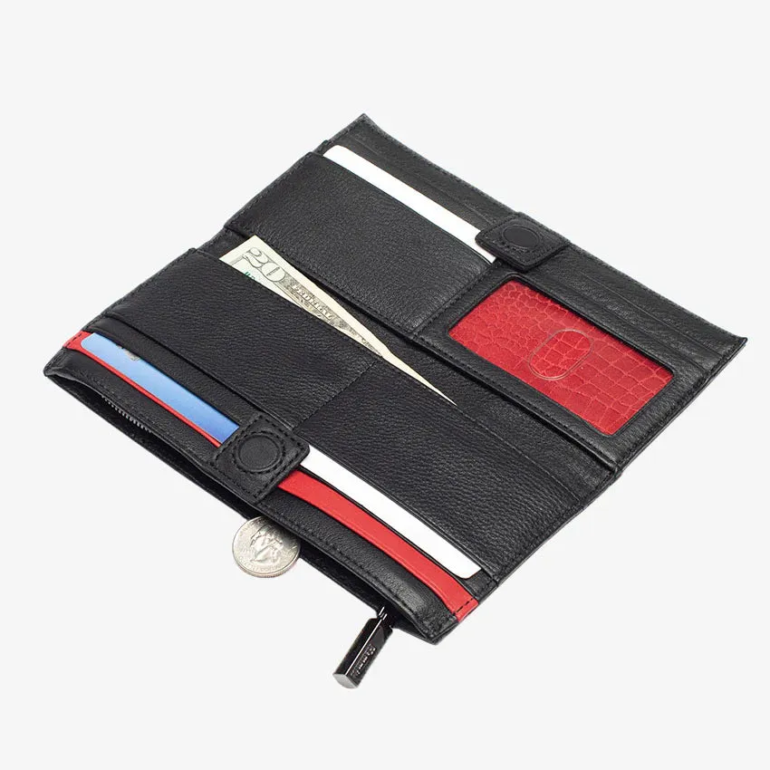 Hammitt 110 North Black Gunmetal Leather Bifold Wallet