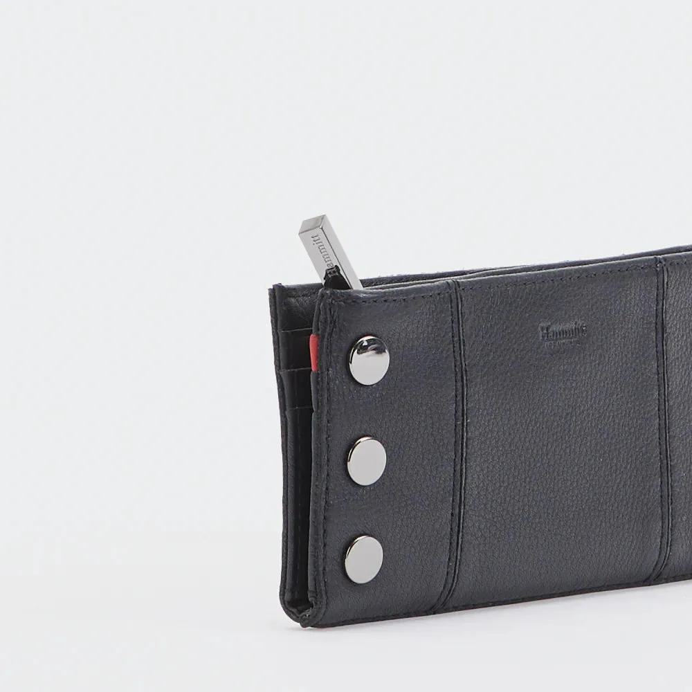 Hammitt 110 North Black Gunmetal Leather Bifold Wallet