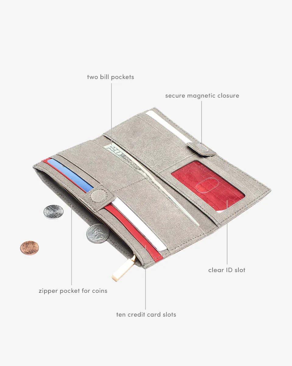 Hammitt 110 North Pewter/Brushed Gold Bifold Leather Wallet