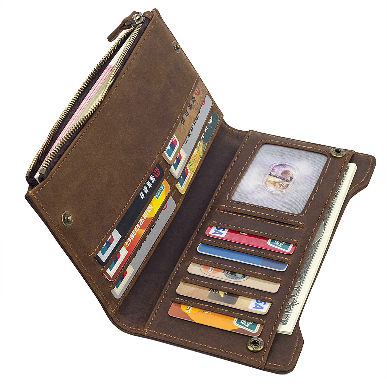 Handmade  Leather Wallet, Mens Wallet And Card Holder Wallet Cryptocurrency Wallet Rfid Man Short Wallet 8168