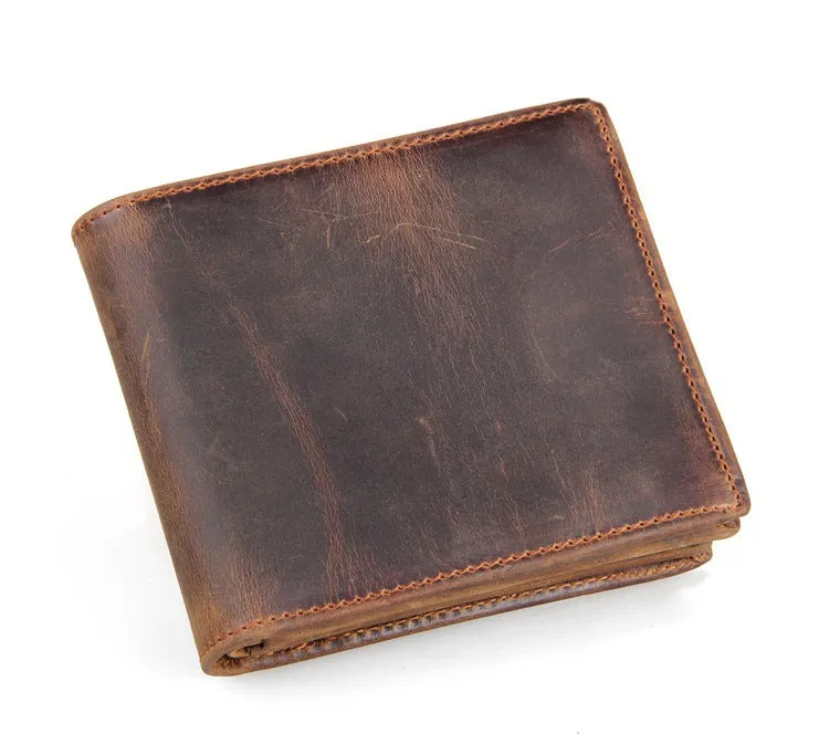 Handmade  Leather Wallet, Wallet Cryptocurrency Wallet Rfid Man Short Wallet 8054