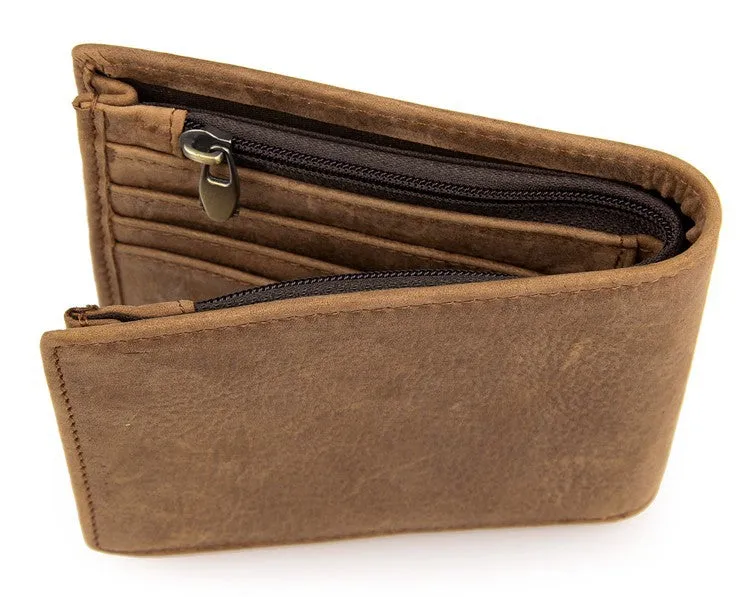 Handmade  Leather Wallet, Wallet Cryptocurrency Wallet Rfid Man Short Wallet 8054