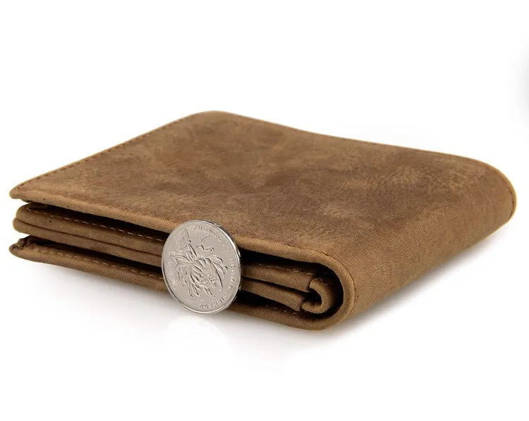 Handmade  Leather Wallet, Wallet Cryptocurrency Wallet Rfid Man Short Wallet 8054