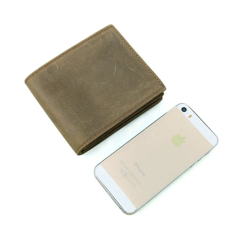 Handmade  Leather Wallet, Wallet Cryptocurrency Wallet Rfid Man Short Wallet 8054