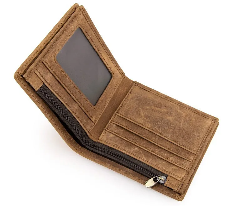 Handmade  Leather Wallet, Wallet Cryptocurrency Wallet Rfid Man Short Wallet 8054