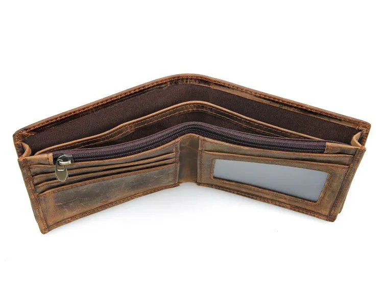 Handmade  Leather Wallet, Wallet Cryptocurrency Wallet Rfid Man Short Wallet 8054