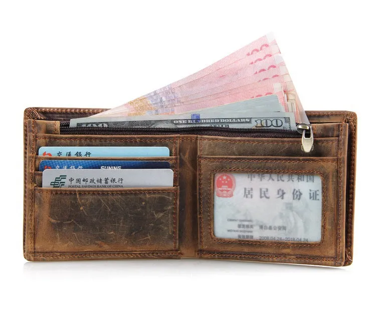 Handmade  Leather Wallet, Wallet Cryptocurrency Wallet Rfid Man Short Wallet 8054