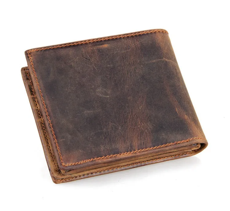 Handmade  Leather Wallet, Wallet Cryptocurrency Wallet Rfid Man Short Wallet 8054