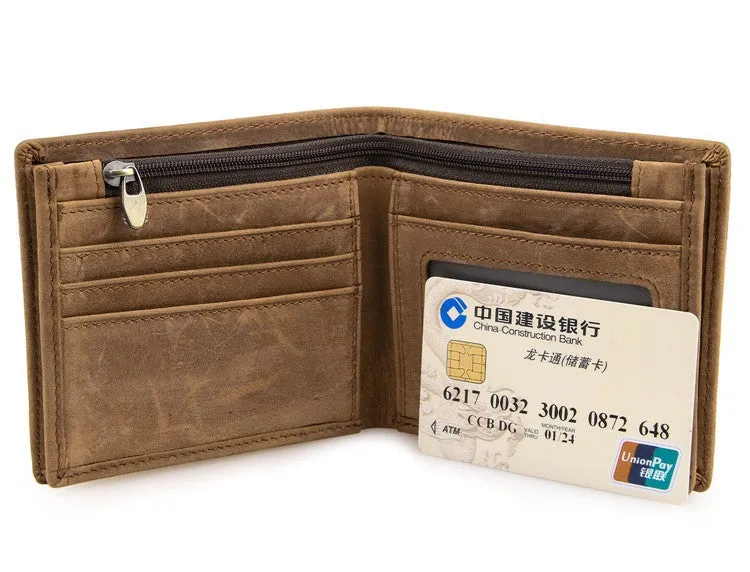 Handmade  Leather Wallet, Wallet Cryptocurrency Wallet Rfid Man Short Wallet 8054