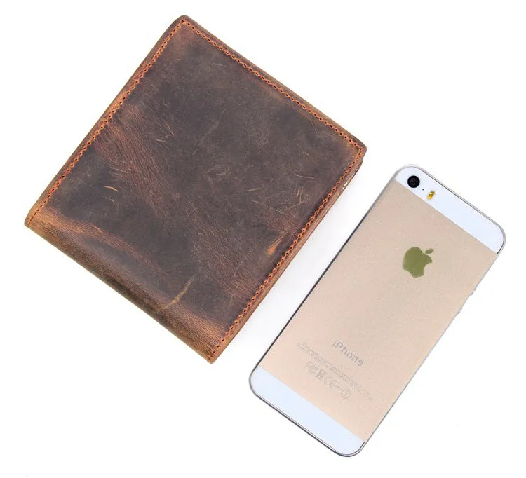 Handmade  Leather Wallet, Wallet Cryptocurrency Wallet Rfid Man Short Wallet 8054