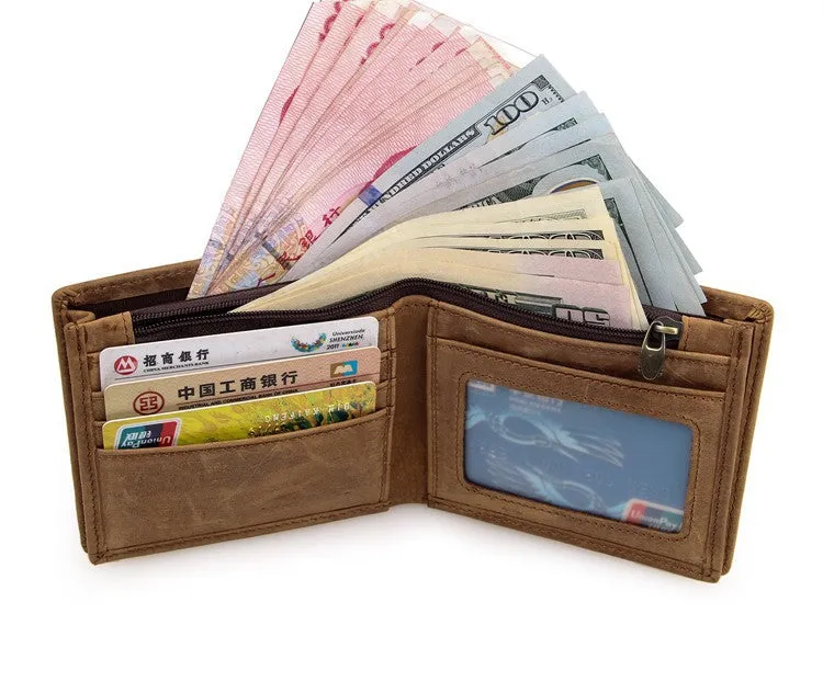 Handmade  Leather Wallet, Wallet Cryptocurrency Wallet Rfid Man Short Wallet 8054