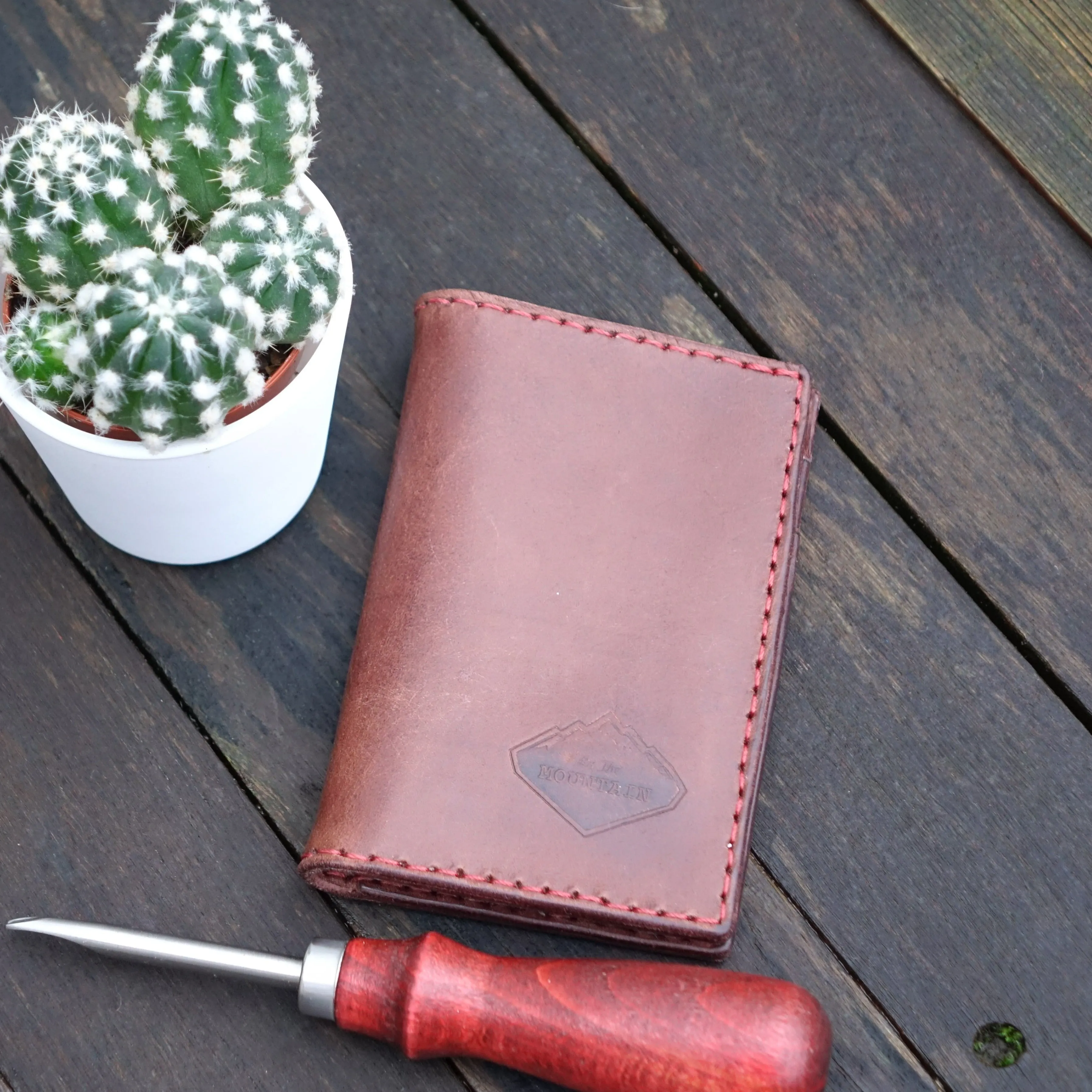 Handmade Minimalist Slim Leather Bifold Card Wallet