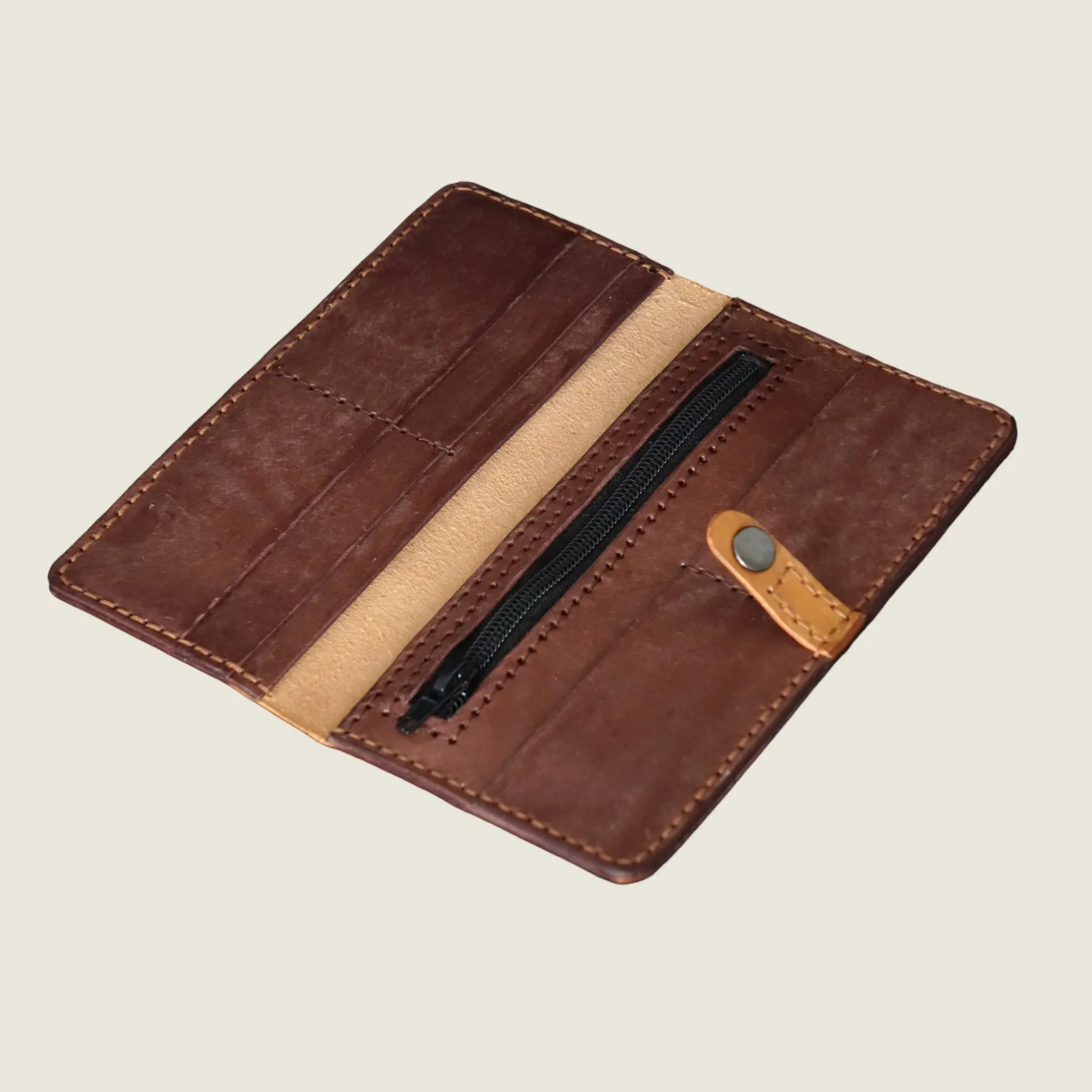Handmade Women Leather Long Bifold Wallet