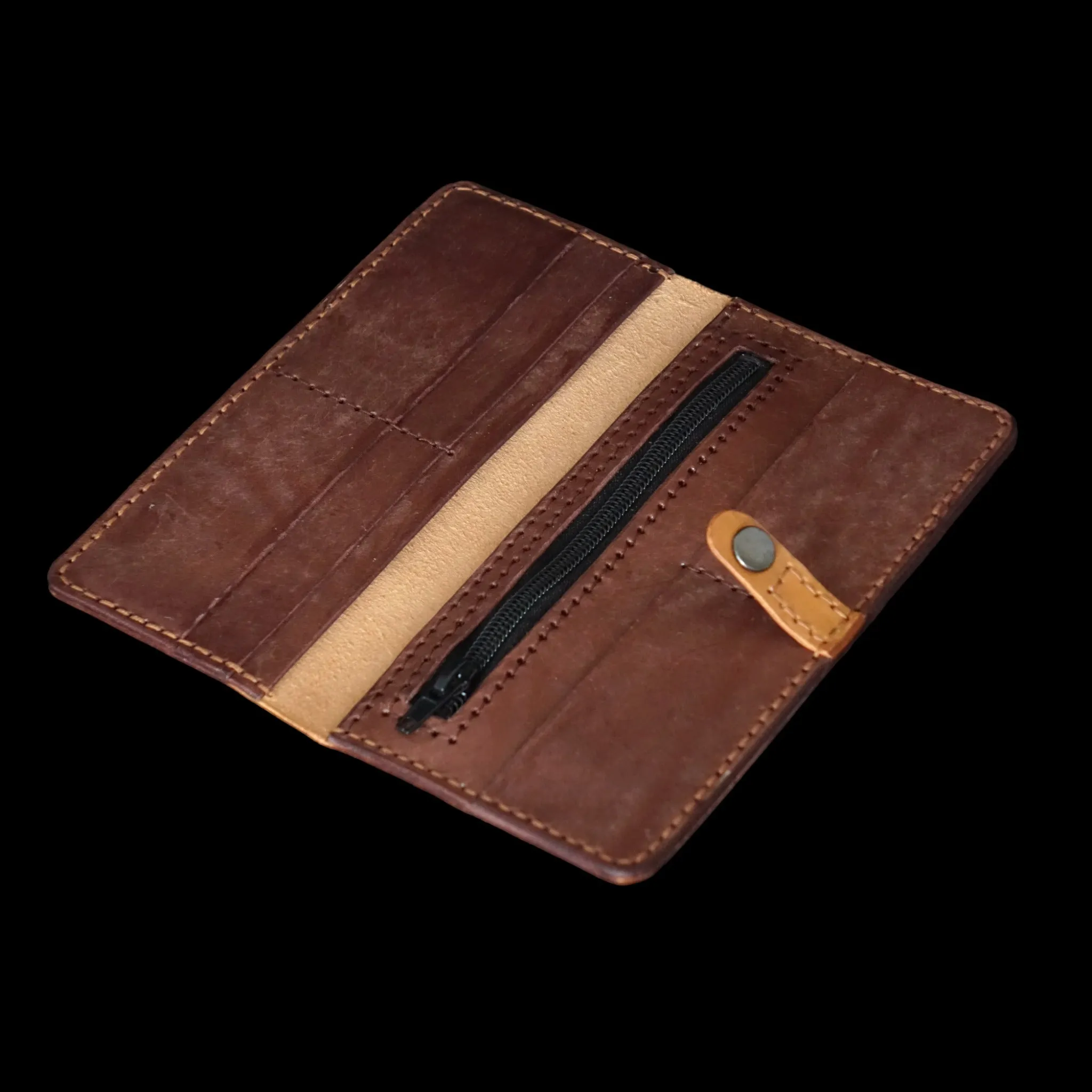 Handmade Women Leather Long Bifold Wallet