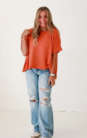 Happy Here Ribbed Top in Spice