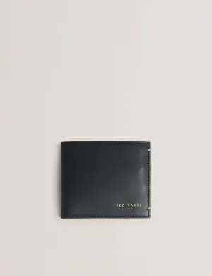Harrvee Bifold Coin Leather Wallet Black