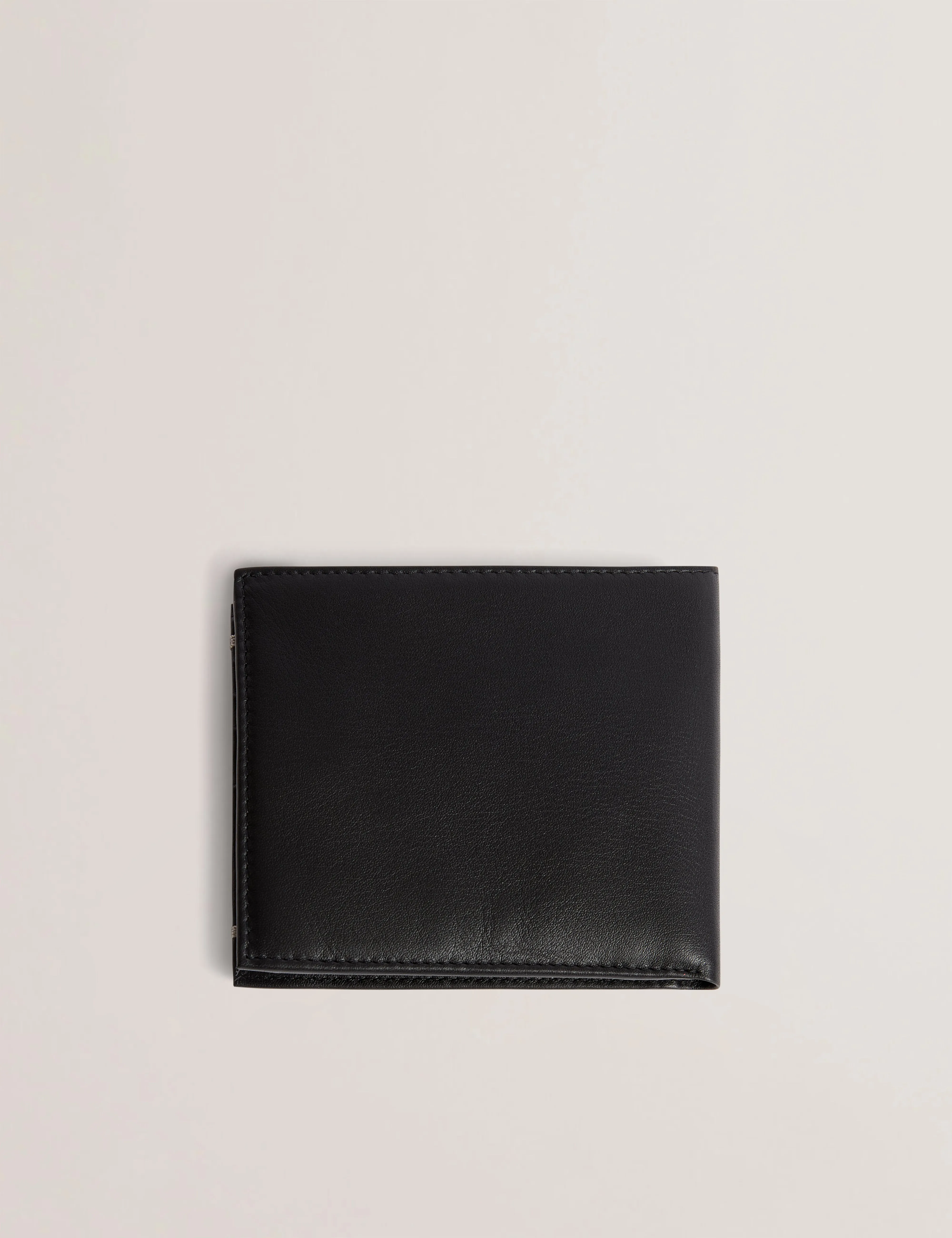 Harrvee Bifold Coin Leather Wallet Black