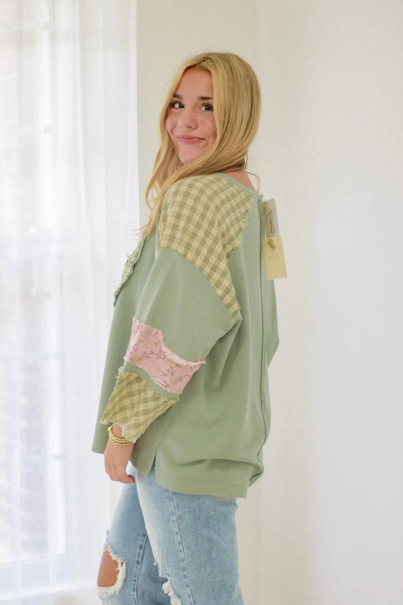Hearts on Fire Patchwork Top in Cream