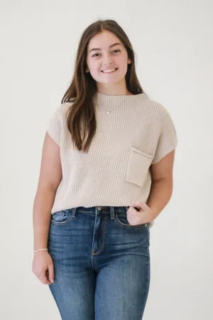 Higher Love Mock Neck Top in Sand