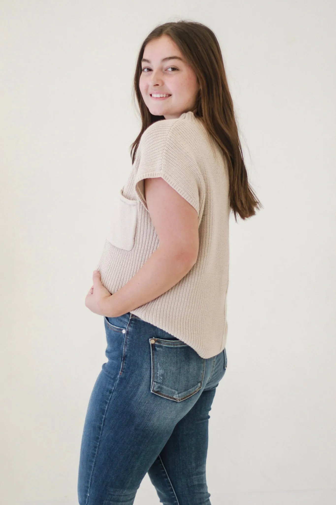 Higher Love Mock Neck Top in Sand