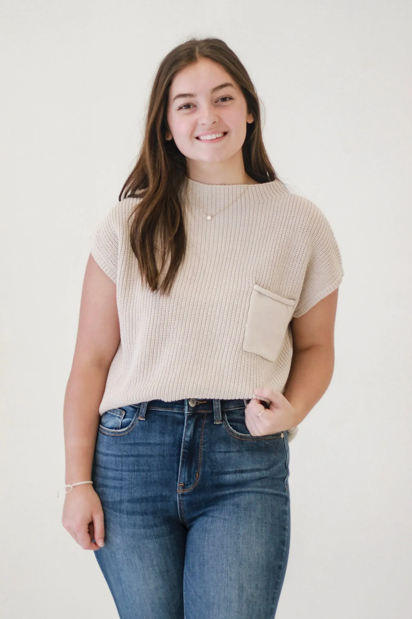 Higher Love Mock Neck Top in Sand
