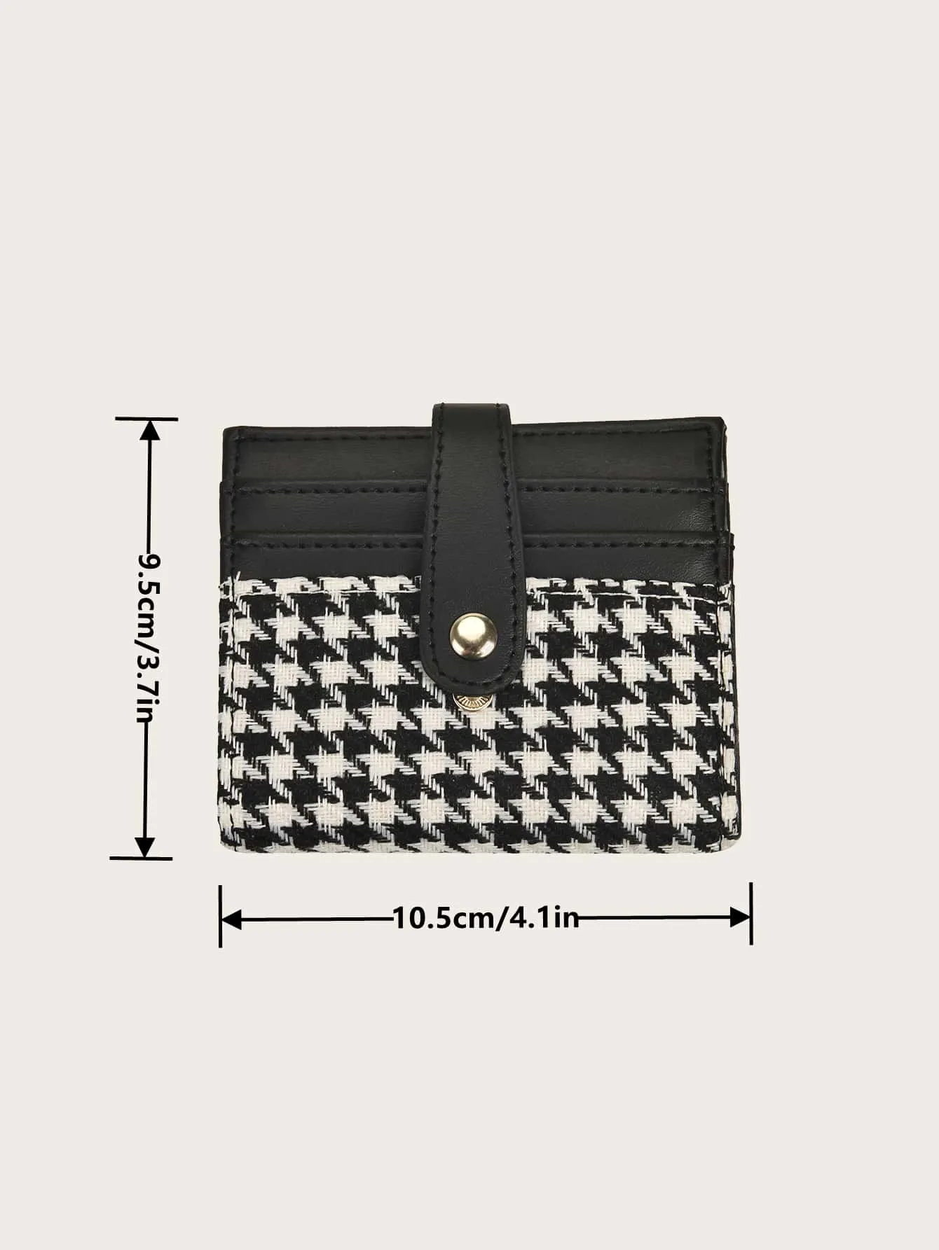 Houndstooth Pattern Fold Card Holder - Black and White
