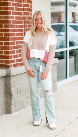 In Good Time Color Block Waffle Top