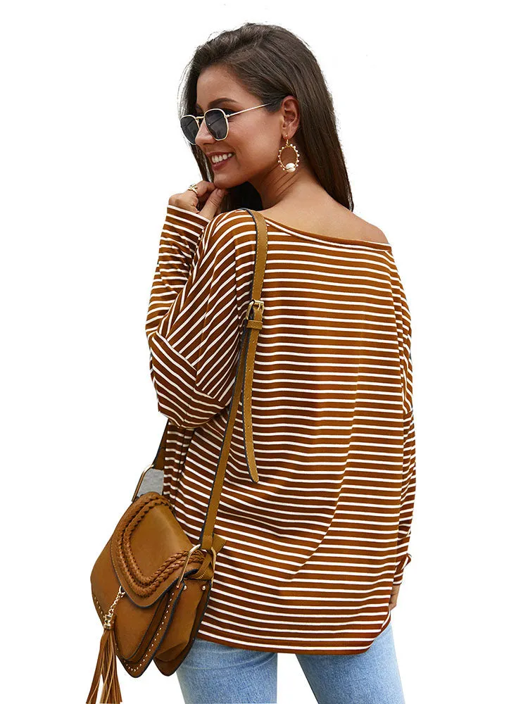 Independent Design Long-sleeved Striped T-shirt Sweater Autumn and Winter New Temperament