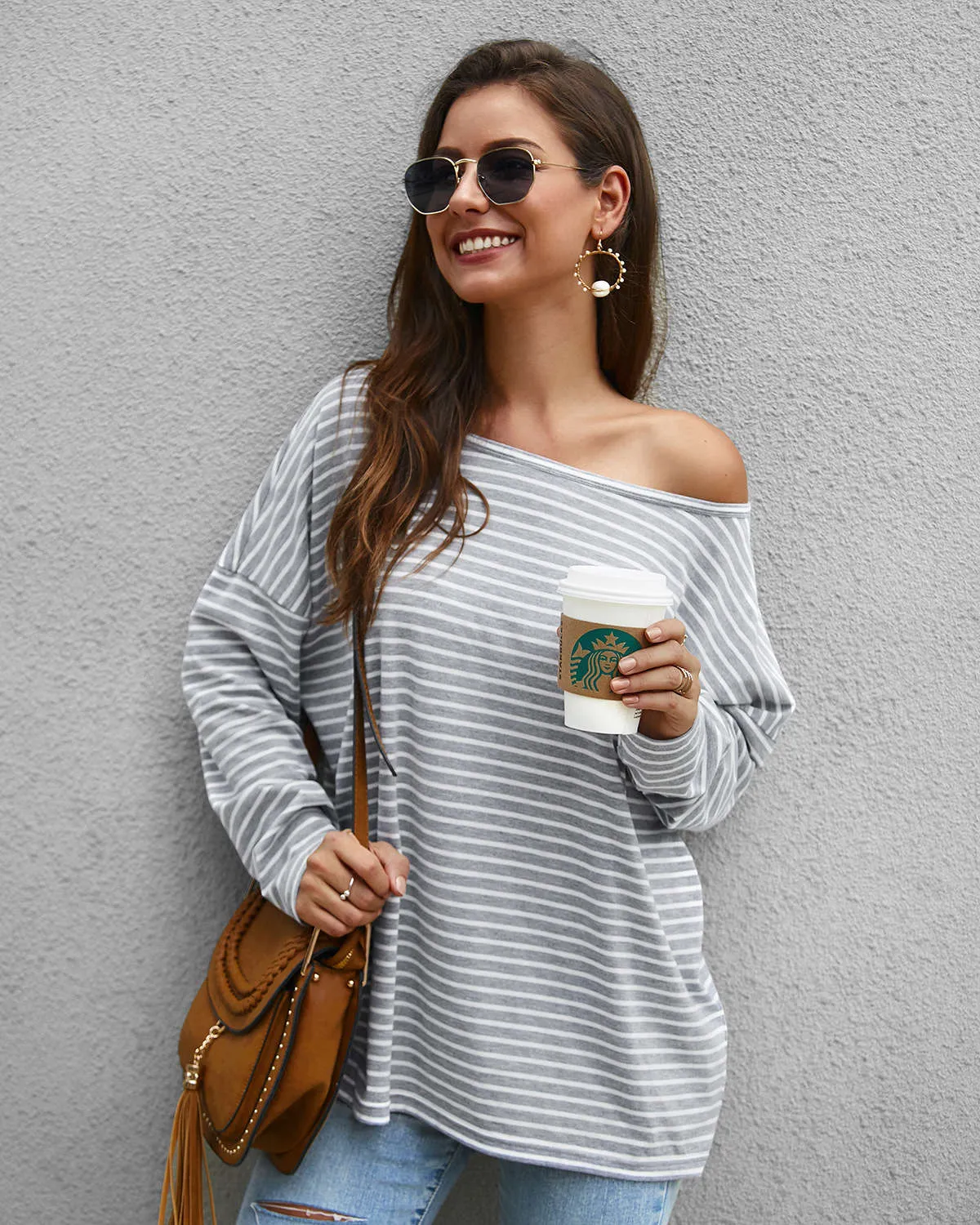 Independent Design Long-sleeved Striped T-shirt Sweater Autumn and Winter New Temperament
